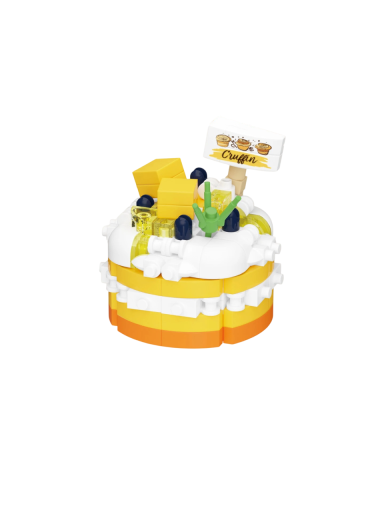 Set de construcție tort 4 x 4 x 4,5 cm 194 piese Desert rotund cu cuburi de fructe și decor Mini tort Creativ set decorativ de construcție