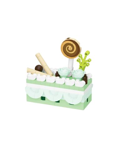 Set de construcție tort 6×3×5,5 cm 189 piese Mini desert dulce cu un sucitor, tuburi și flori Set creativ decorativ