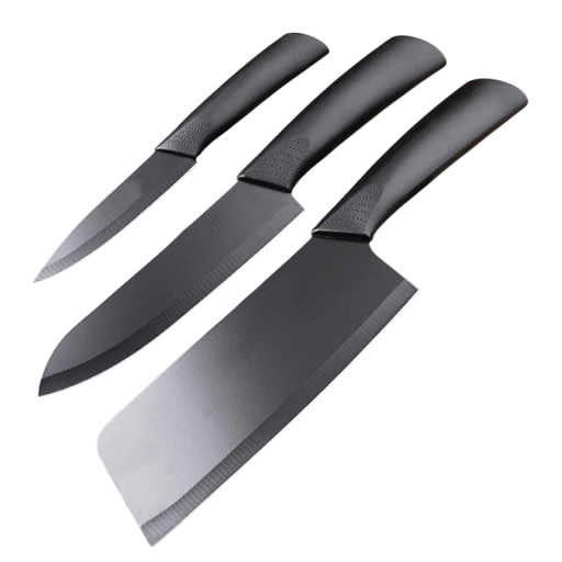 Set de cuțite de bucătărie din oțel inoxidabil, format din 3 piese, cu mâner negru antiderapant, cuțit pentru fructe și feliere, cuțite