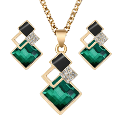 Set de dama colier si cercei cu pietre decorative