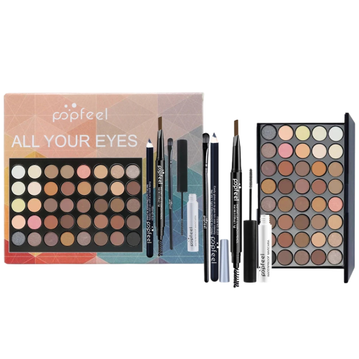 Set de machiaj pentru ochi, paletă de fard de pleoape, rimel, creion de sprâncene, echipament cosmetic, set cadou, instrumente de machiaj pentru femei