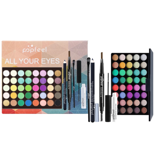 Set de maquillaje de ojos, paleta de sombras de ojos, rímel, delineador, lápiz de cejas, sombras de colores, set de regalo, herramientas cosméticas