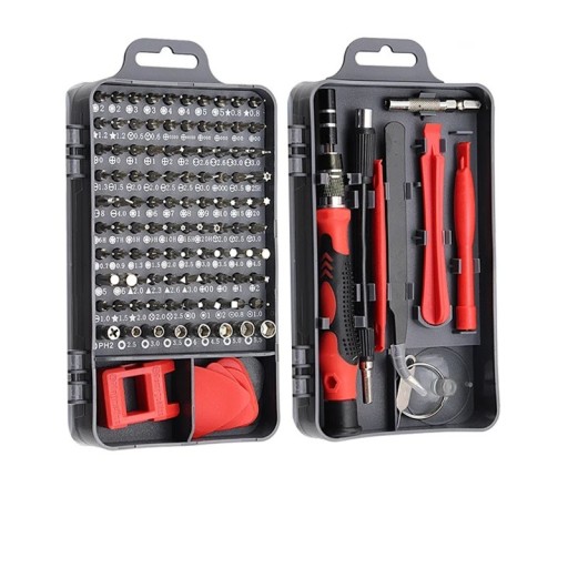 Set de scule 115 în 1 pentru repararea telefoanelor mobile și a electronicelor fine, biți de precizie, pensete, ventuze, bare de demontare, instrumente
