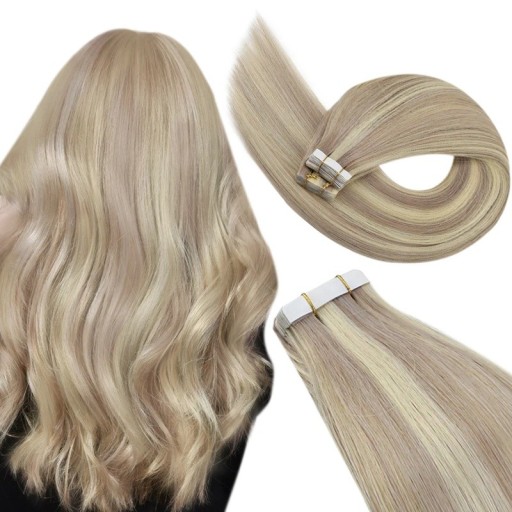 Set de tape in pentru extensii și îngroșarea părului 20 buc 40 cm păr uman natural cu bandă adezivă pentru coafură
