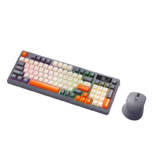 Set de tastatură și mouse wireless M96 Screen Kit ZIYOULANG Bluetooth 38,5x14,5x4cm PBT gri-portocalie pentru PC laptop