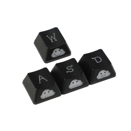 Set de taste WASD cu design drăguț, iluminate, compatibile cu switch-uri MX, negre pentru tastatură mecanică, jocuri și personalizare