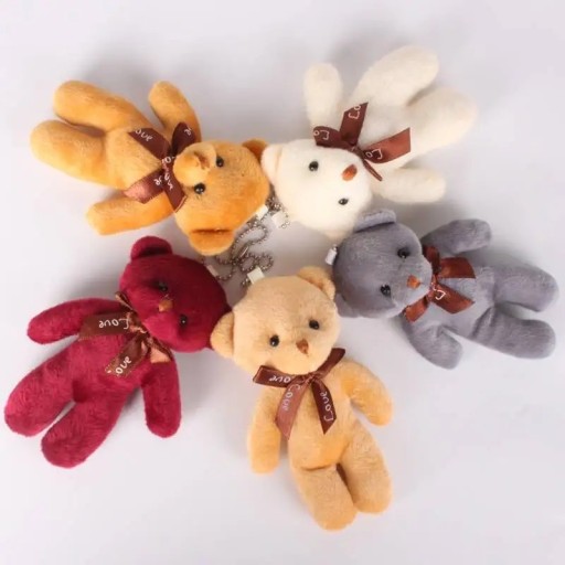 Set di 12 orsetti di peluche con fiocco Portachiavi o borsa Mini peluche Regalo decorativo Accessorio carino per bambini e adulti