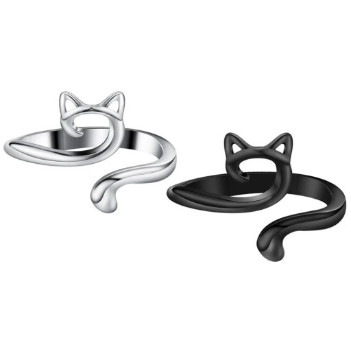 Set di 2 anelli per uncinetto a forma di gatto 2x1,3 cm Supporto regolabile per filo Ditale per cucire e lavorare a maglia