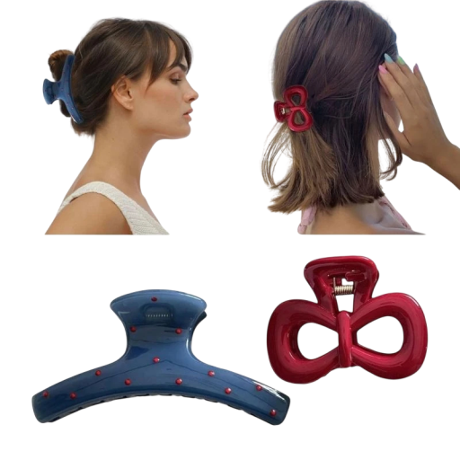 Set di 2 fermagli decorativi per capelli 8–12 cm Fermaglio ad arco a pois e fiocco rosso Fermaglio elegante per acconciatura fissa