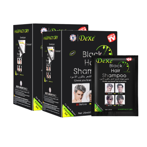 Set di 2 scatole da 10 pezzi di shampoo per capelli neri 25 ml Colorazione naturale con erbe nere Trattamento rapido in 5 minuti Capelli colorati sani