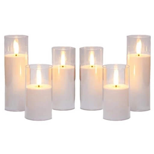 Set di 24 candele LED senza fiamma mix di dimensioni 10 / 12,5 / 15 cm tecnologia LED candela bianca a batteria per decorazioni e allestimenti nuziali