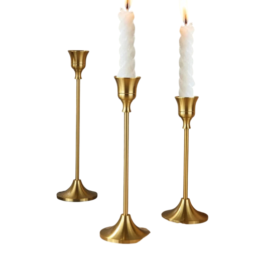 Set di 3 candelabri per candele 2,2 x 6,5 x 16/18/21 cm Supporto modulare in metallo leggero in lega di alluminio Elegante decorazione