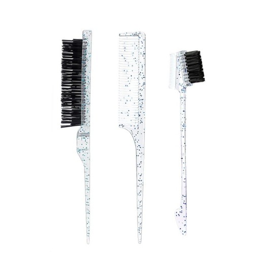 Set di 3 pettini e spazzole per parrucche in capelli veri Rifinitura dei bordi, styling, separazione dei capelli Pettine con punta e spazzola 2 in 1
