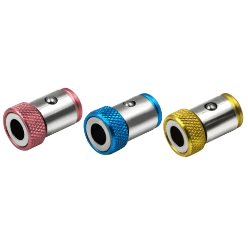 Set di 3 pezzi supporto magnetico per punte 6,25 mm diametro interno 15 mm diametro esterno 25 mm lunghezza Attacco ad anello per cacciavite Precisione di fissaggio