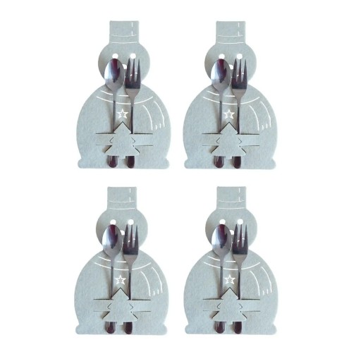 Set di 4 custodie per posate - pupazzo di neve