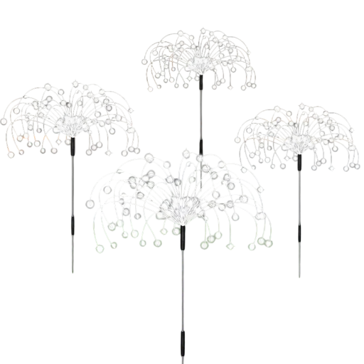 Set di 4 lampade LED a palo solari con effetto fuochi d'artificio Luce da esterno impermeabile per giardino prato cortile decorazione paesaggistica illuminazione da favola
