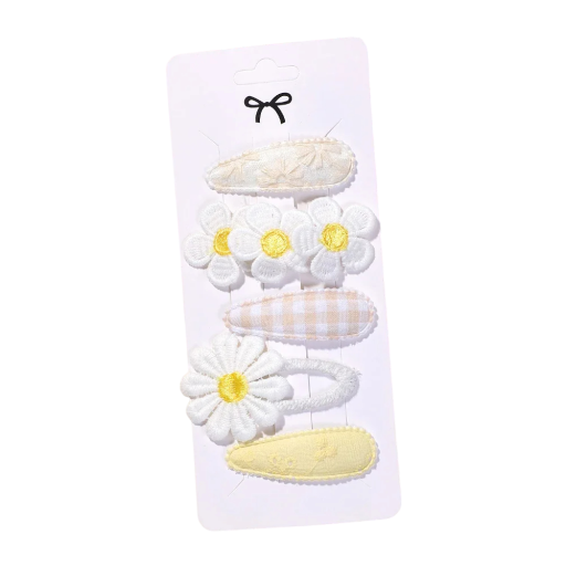 Set di 5 fermagli per capelli per bambini con fiori Fermagli decorativi colorati Accessori per capelli carini Design floreale Acconciature per ragazze Colori pastello delicati