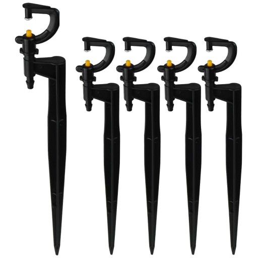 Set di 5 irrigatori da giardino 360° con testa di dispersione e picchetto da terra e flusso regolabile per irrigazione