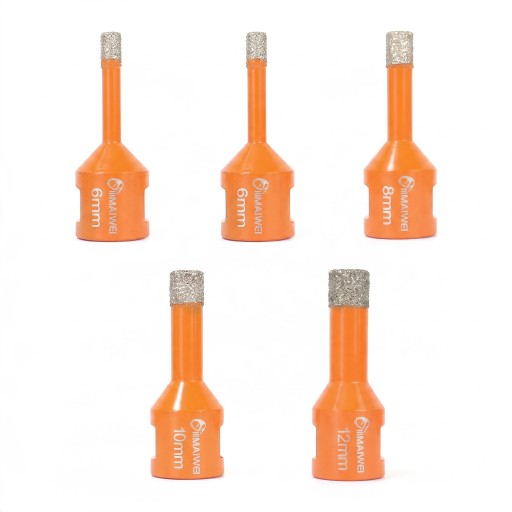 Set di 5 punte diamantate 6/6/8/10/12 mm con attacco M14 per smerigliatrice angolare Diamante saldato Arancione Per forare ceramica e marmo