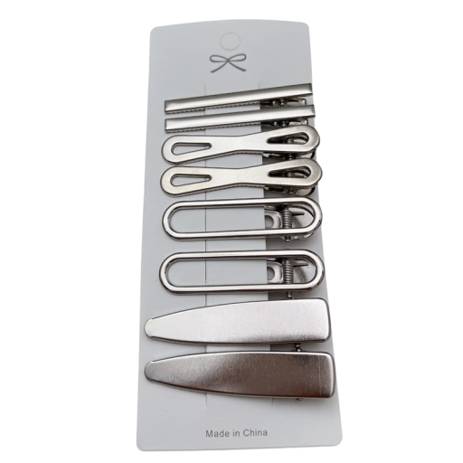 Set di 8 fermagli metallici per capelli Fermagli argento Dritti Stretti Ovali e Larghe Clip per frangia e lati Accessori per capelli