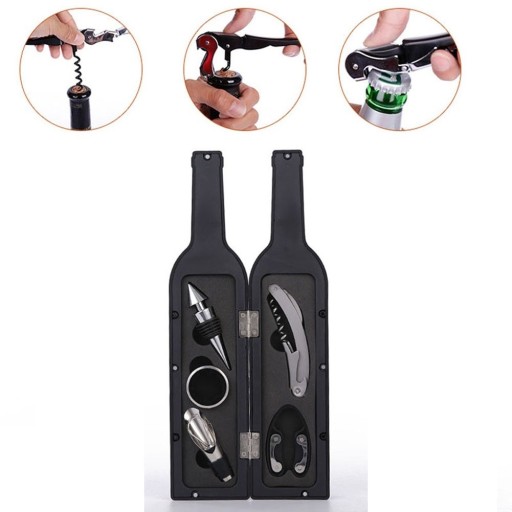 Set di accessori per vino a forma di bottiglia 5 pz