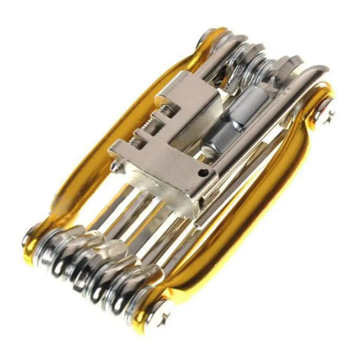 Set di attrezzi multifunzionale per bicicletta 11 in 1 Chiavi Cacciaviti Taglierina per catena Attrezzi portatili in alluminio Kit di riparazione per biciclette da montagna e da strada