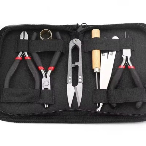 Set di strumenti per la creazione di gioielli Organizer Pinze Pinzette Strumenti metallici per montaggio di bracciali Collane Perline Set di cucito 1