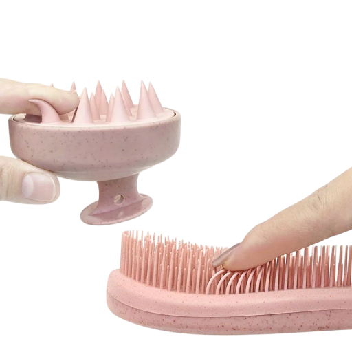 Set ecologico di spazzole per capelli 3 pz Spazzola massaggiante senza manico Pettine per separare i capelli Cura dei capelli bagnati e asciutti borsa ecologica