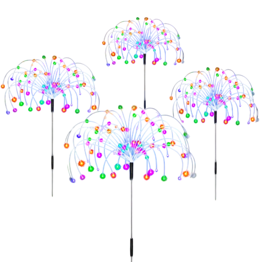 Set med 4 Solar Fireworks LED Stake lampor Vattentät utomhusljus för trädgård Gräsmatta Bakgård Landskapsdekoration Fairy Lighting
