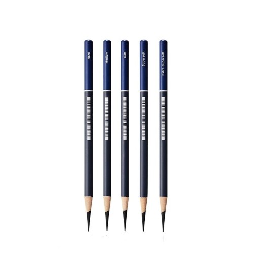 Set med 5 Faber Castell Goldfaber grafitpennor i träkol, skiss, skuggning, hårdhet HB till EX-mjuk, konstnärlig teckning för proffs