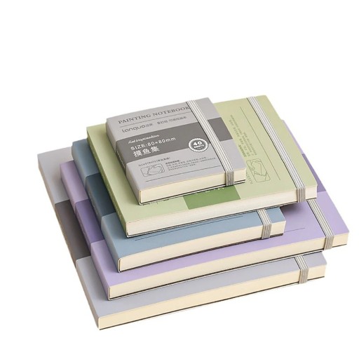 Set med 5 rivbara ritblock, 80 ark, skiss- och målarblock, 250 g papper för akryl och tuschpennor, inbunden, olika storlekar