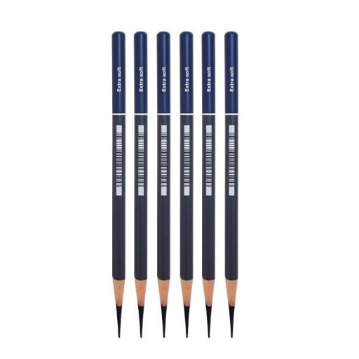 Set med 6 extra mjuka grafitpennor Faber Castell Goldfaber Kolfärgade skissar Skuggning Konstnärlig teckning Professionella pennor