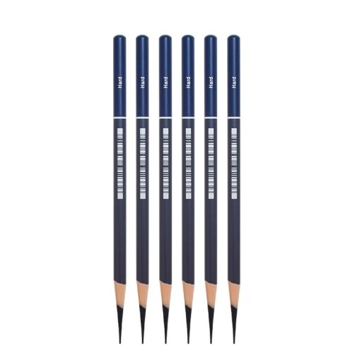 Set med 6 Faber Castell Goldfaber grafitpennor i träkol, hårda pennor, skiss, teckning, skuggning, konstnärsmaterial för illustrationer och design