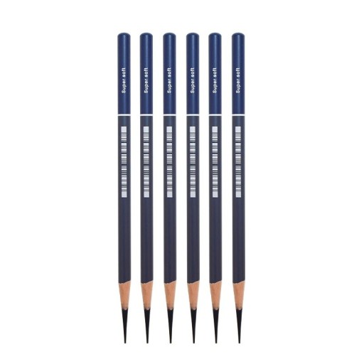 Set med 6 Faber Castell Goldfaber Kolpennor Supermjuka Grafitpennor Skissning Skuggning Konstnärlig Ritning Ritmaterial för Konstnärer