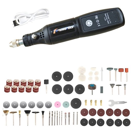 Set med 75 st Mini elektrisk handgravyrborr för trä, metall, glas, USB, uppladdningsbar 0,5–3,2 mm