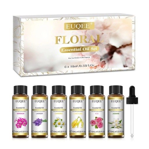 Set med eteriska oljor för blommor 6×10 ml med dropper Naturliga dofter för diffusor Aromaterapi Massage Ljusframställning Avkoppling Hemma