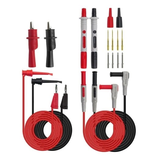 Set meetkabels en punten voor multimeter 18 stuks banaansondes krokodillenklemmen haken tot 1000 V CAT III lengte 100 cm rood en zwart