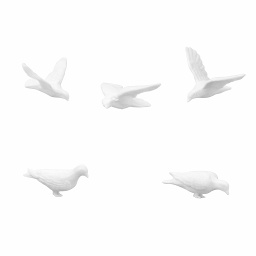 Set Mini-Tauben 4 Stück Größe 10–18 mm Weiße Modellvögel für Dioramen und Mini-Landschaften