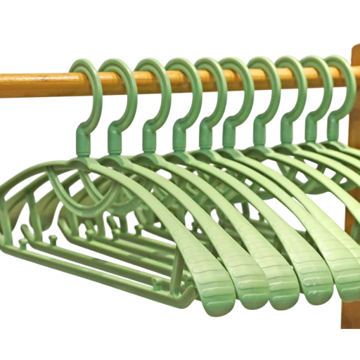 Set mit 10 Kleiderbügeln aus Kunststoff mit rutschfester Oberfläche. Breite Schultern. Kleiderbügel für Anzüge, Jacken und Mäntel. Kleiderschrankorganisation