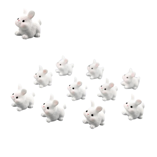 Set mit 10 Stück Mini Figur bunter Kaninchen 0,9 × 1,6 cm Harzdekoration für Mini-Gärten, Blumentöpfe oder Aquarien