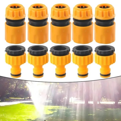 Set mit 10 Stück Schnellkupplungen für Schlauch 1/2" 53 × 45 × 16 mm orange Kunststoffstecker zum Anschluss von Schlauch und Wasserhahn für die Bewässerung