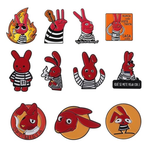 Set mit 11 emaillierten Anstecknadeln mit gezeichnetem Hasen ca. 3 × 2 bis 3 × 3,3 cm Klappenabzeichen Zubehör für Rucksack Kleidung Geschenk
