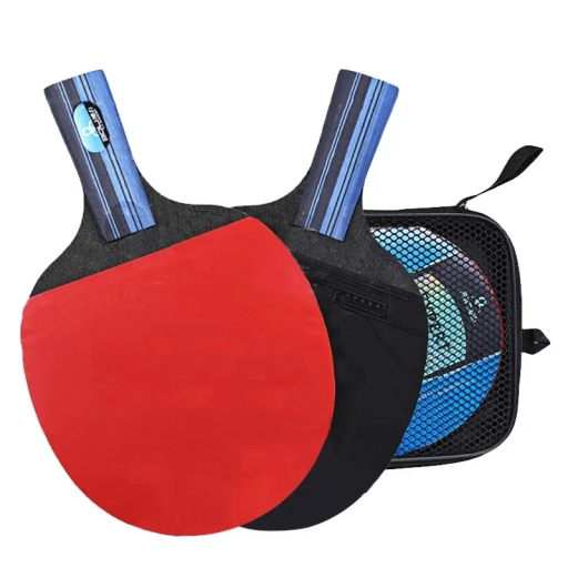 Set mit 2 Tischtennisschlägern mit kurzem Griff, 7 Schichten Holz, elastischer Schaum, Gummi, robustes Etui für Tischtennisschläger