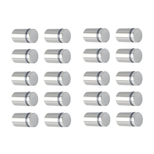 Set mit 20 Stück Distanzschrauben 12x25 mm Edelstahl silberne Montagesockel zur Befestigung von Glas, Schildern und Paneelen