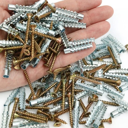 Set mit 30 Stück Dehnungsankern für Hohlwände 5,5 cm Metall-Erweiterungsrohre und Schrauben für Fliesen und Montagebefestigungen