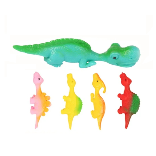 Set mit 5 aufziehbaren Finger-Dinosauriern Elastische Spielzeuge für Kinder Bunte Dinosaurier für Spaß und Wettspiele
