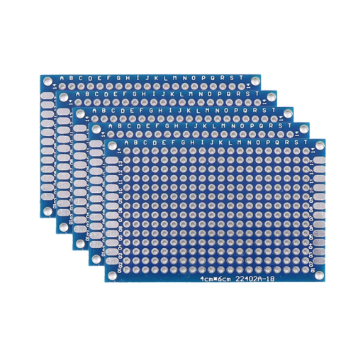 Set mit 5 Stück beidseitigen universellen PCB-Platinen 4 x 6 cm Prototyp-Platinen zum Löten und Entwickeln von elektronischen Schaltungen