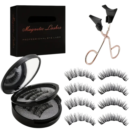 Set mit 8 Stück magnetischen 3D Kunstwimpern 17 mm Wasserdicht wiederverwendbare Wimpernverlängerung mit magnetischer Pinzette natürlicher Look