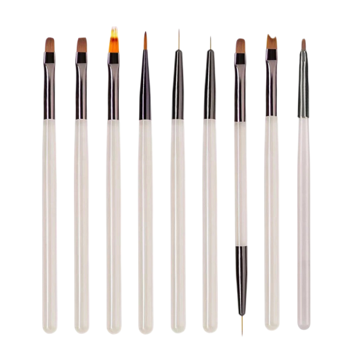 Set mit 9 Stück 15,5 cm langen Acrylpinseln für Nägel, Pinsel für Gel, Lack und Acryl, Maniküre-Set für Nail Art und Dekoration für den Heim- und Profieinsatz