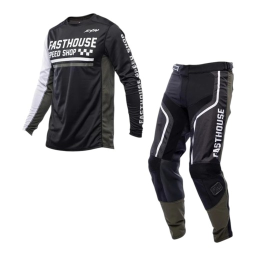 Set motokros dres e pantaloni Unisex Dres a rete con maniche lunghe In poliestere e nylon Blu scuro e grigio Per moto motokros e enduro